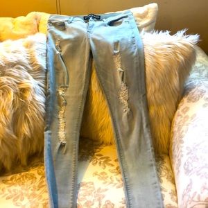 Express light wash jeans, size 6R, mid rise